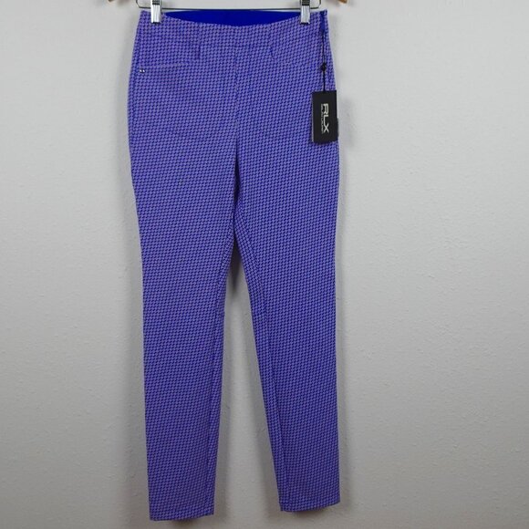 RLX Ralph Lauren Golf Pants Women's Size 2 Blue Diamond Print Stretch - Picture 1 of 12